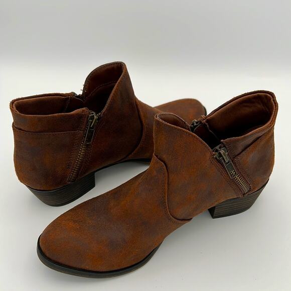 American Rag Shoes - American Rag Aabby brown faux leather ankle boots with zippers size 6M